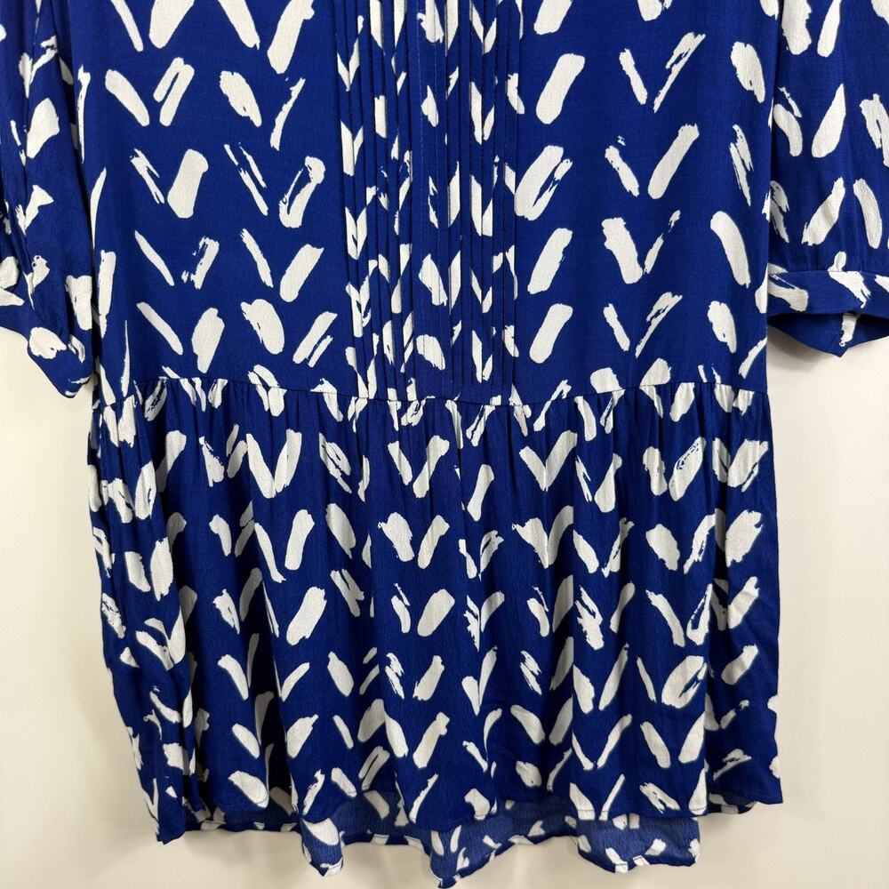 Maeve Anthropologie Blue White Mini Dress XS Drop Waist Pintuck Pleated Sheer - Picture 4 of 13
